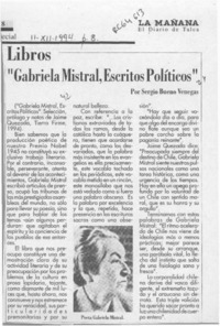 "Gabriela Mistral, escritos políticos"  [artículo] Sergio Bueno Venegas.