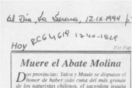 Muere el Abate Molina  [artículo] Fap.