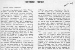Nuestro Pedro  [artículo] Ramón Acuña Carrasco.