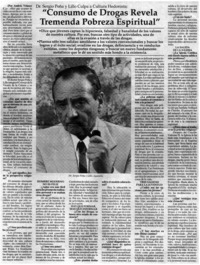 "Consumo de drogas revela tremenda pobreza espiritual"