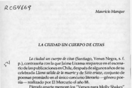 La cuidad un cuerpo de citas  [artículo] Teresa Calderón.