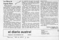 Los libros de Eugenio Matus  [artículo] Carmen Concha.