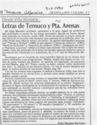 Letras de Temuco y Pta. Arenas  [artículo] Pedro Mardones Barrientos.