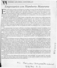 Empresarios con Humberto Maturana  [artículo] Pedro Aranda Astudillo.