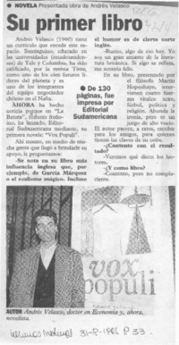 Su primer libro  [artículo].