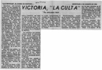 Victoria, "La culta"  [artículo] Abelardo Troy.