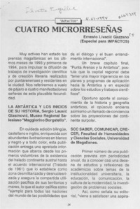 Cuatro microrreseñas  [artículo] Ernesto Livacic Gazzano.