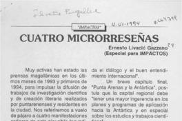 Cuatro microrreseñas  [artículo] Ernesto Livacic Gazzano.
