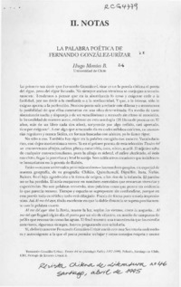 La palabra poética de Fernando González-Urízar