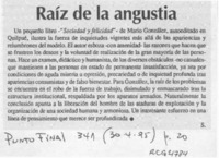 Raíz de la angustia  [artículo] S.