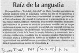Raíz de la angustia  [artículo] S.