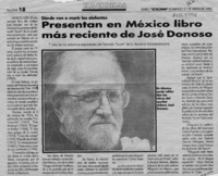 Presentan en México libro más reciente de José Donoso  [artículo].