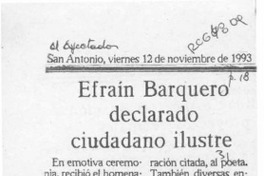 Efraín Barquero declarado ciudadano ilustre  [artículo].