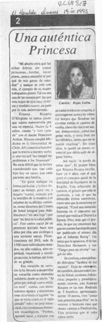 Una auténtica princesa  [artículo] Carola Rojas Leiva.