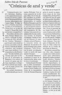 "Crónicas azul y verde"  [artículo] Darío de la Fuente D.