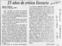 25 años de crítica literaria  [artículo] H. R. Cortés.