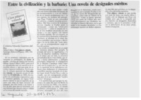 Entre la civilización y la barbarie, una novela de desiguales méritos  [artículo] Eduardo Guerrero del Río.