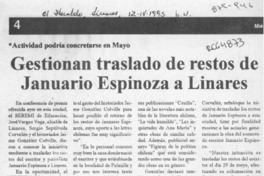 Gestionan traslado de restos de Januario Espinosa a Linares