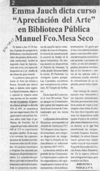 Emma Jauch dicta curso "Apreciación del arte" en Biblioteca Pública Manuel Fco. Mesa Seco