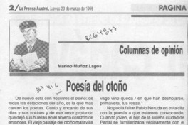 Poesía del otoño  [artículo]Marino Muñoz Lagos.