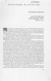 Conciencia y mundo  [artículo] Jorge Acevedo.