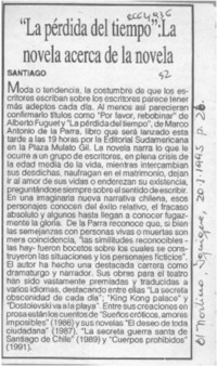 "La Pérdida del tiempo", la novela acerca de la novela  [artículo].