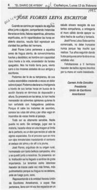 José Flores Leiva, escritor  [artículo] Carmen Avila González.
