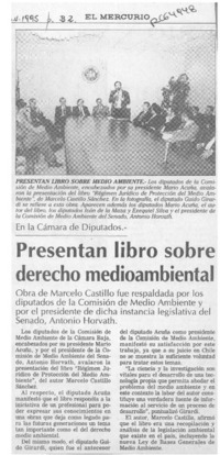 Presentan libro sobre derecho medioambiental  [artículo].