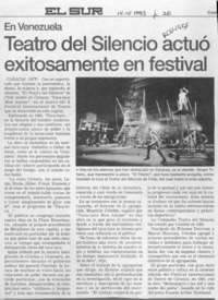 Teatro del silencio actuó exitosamente en festival  [artículo].