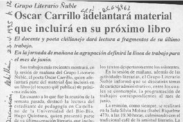 Oscar Carrillo adelantará material que incluirá en su próximo libro  [artículo].