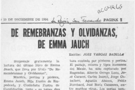 De remembranzas y olvidanzas, de Emma Jauch