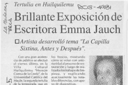 Brillante exposición de escritora Emma Jauch  [artículo].