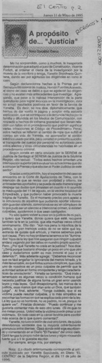 A propósito de -- "justicia"  [artículo] Rosa González Baeza.
