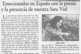 Emocionados en España con la poesía y la presencia de nuestra Sara Vial  [artículo].