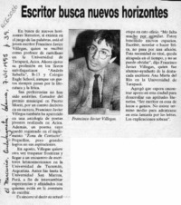 Escritor busca nuevos horizontes  [artículo].
