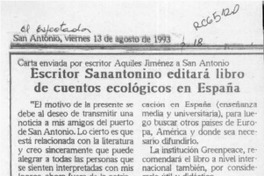 Escritor sanantonino editará libro de cuentos ecológicos en España  [artículo].