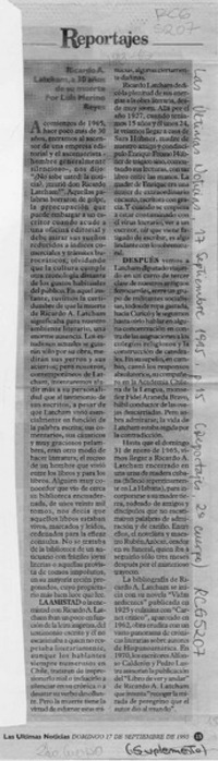 Ricardo A Latcham, a 30 años de su muerte  [artículo].
