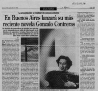 En Buenos Aires lanzará su más reciente novela Gonzalo Contreras  [artículo] R. V.