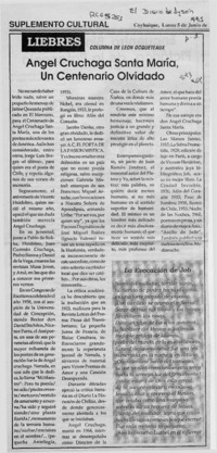 Angel Cruchaga Santa María, un centenario olvidado  [artículo] León Ocqueteaux.