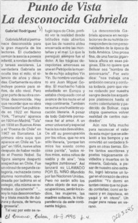 Punto de vista, la desconocida Gabriela  [artículo] Gabriel Rodríguez.