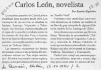 Carlos León, novelista  [artículo] Ramón Riquelme.