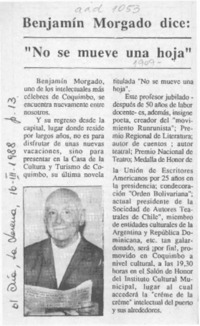 Homenaje a Benjamín Morgado  [artículo].