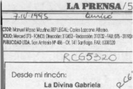 La divina Gabriela  [artículo] Juan Véliz Díaz.