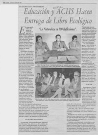 Educación y ACHS hacen entrega de libro ecológico  [artículo].