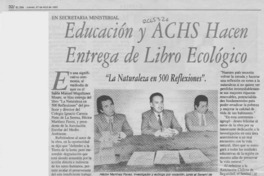 Educación y ACHS hacen entrega de libro ecológico  [artículo].