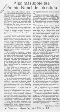 Algo más sobre ese Premio Nobel de Literatura  [artículo] Hugo Rolando Cortés.