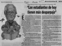 "Los estudiantes de hoy tienen más desparpajo"  [artículo] Paola Fajre V.