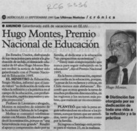 Hugo Montes, Premio Nacional de Educación  [artículo].