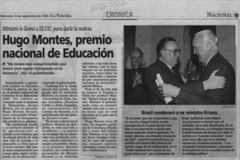 Hugo Montes, Premio Nacional de Educación  [artículo] Paulina Calleja N.