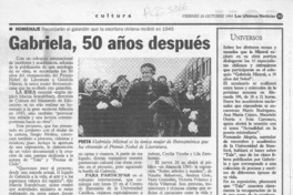 Gabriela, 50 años después  [artículo].